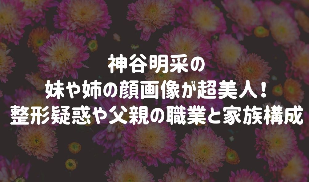 神谷明采の妹や姉の顔画像が超美人 整形疑惑や父親の職業と家族構成も Naohana Blog