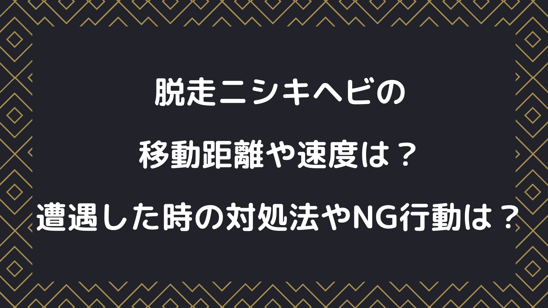 脱走ニシキヘビの移動距離や速度は 遭遇した時の対処法やng行動は Naohana Blog